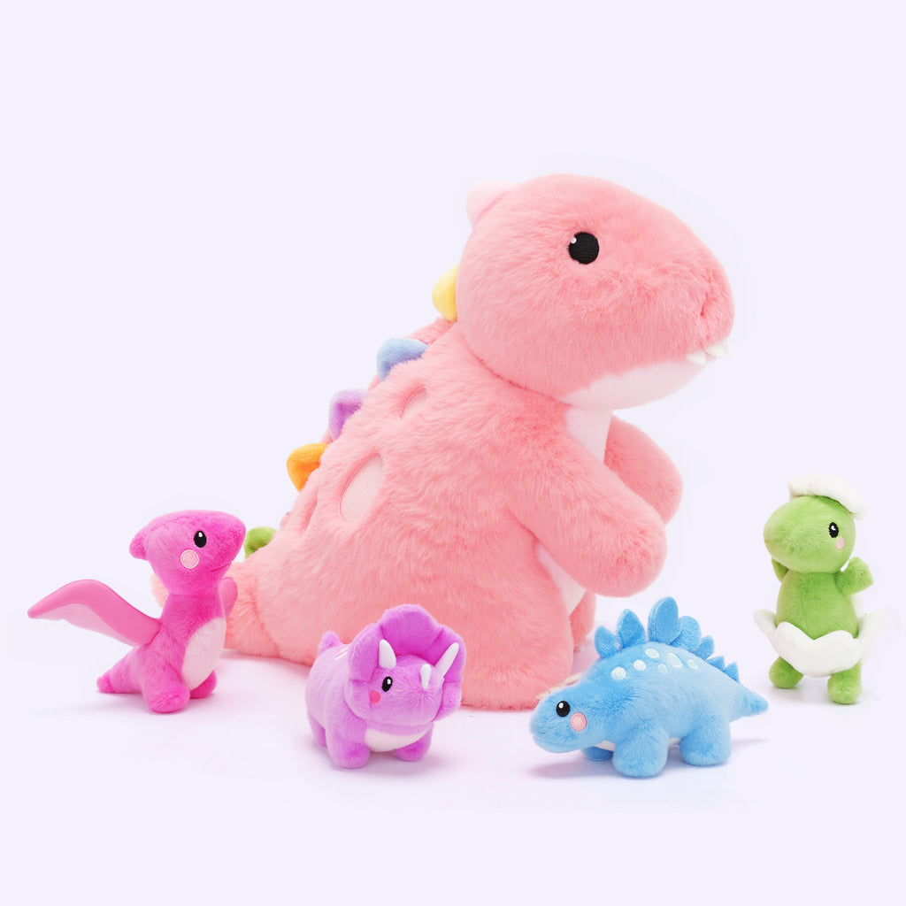 Dinosaur Family Plush Toy With 4 Baby Dinosaurs ,Can Be Used As A Crossbody Bag