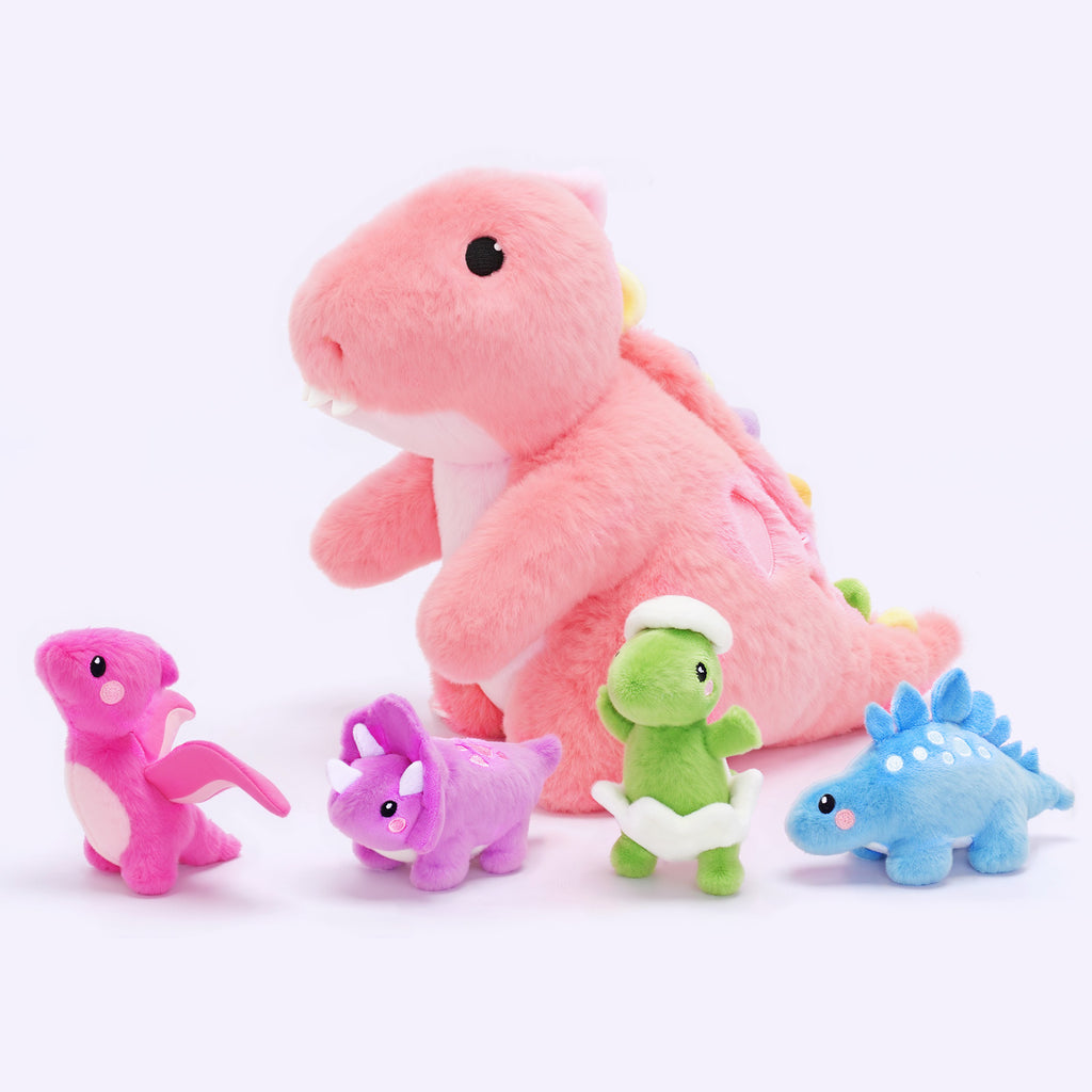 Dinosaur Family Plush Toy With 4 Baby Dinosaurs ,Can Be Used As A Crossbody Bag
