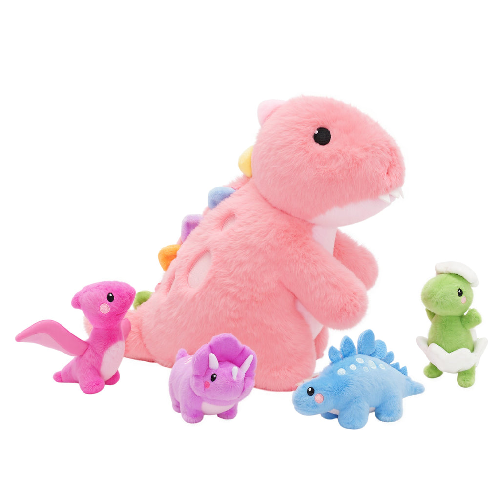 Dinosaur Family Plush Toy With 4 Baby Dinosaurs ,Can Be Used As A Crossbody Bag