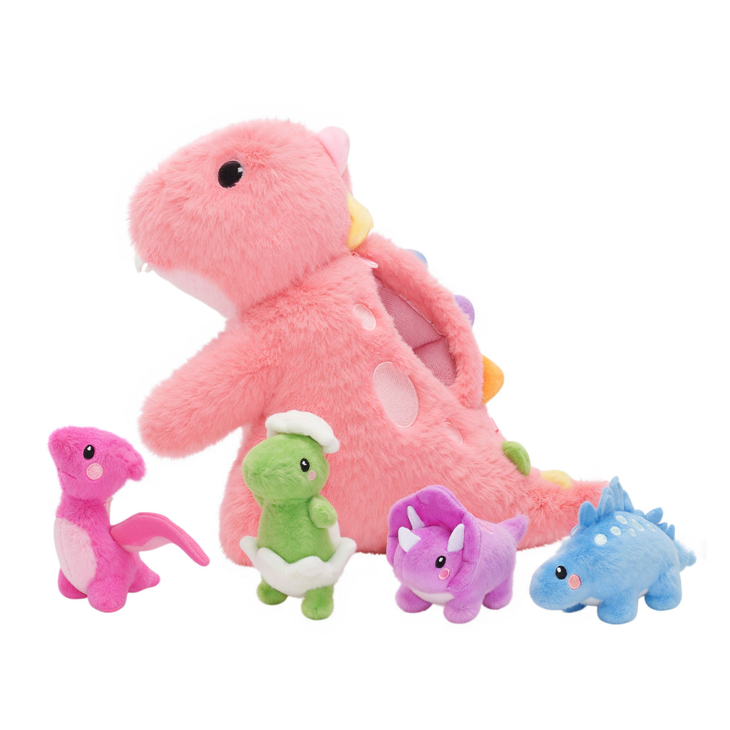 Dinosaur Family Plush Toy With 4 Baby Dinosaurs ,Can Be Used As A Crossbody Bag