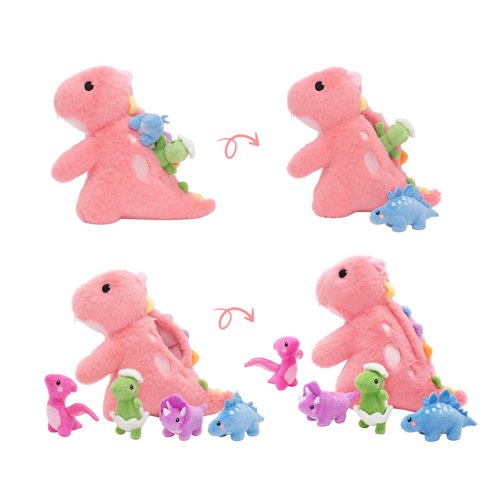 Dinosaur Family Plush Toy With 4 Baby Dinosaurs ,Can Be Used As A Crossbody Bag