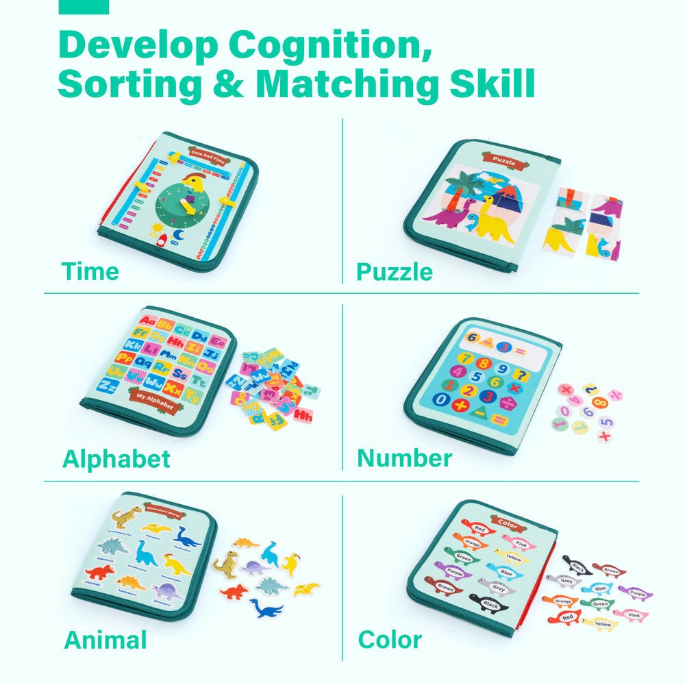 iFodoll Personalized Dinosaur Toddler Busy Board Plush Montessori Toy