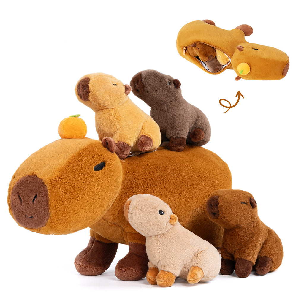 iFrodoll Capybara Family with 4 Babies Plush Playset Animals Stuffed Gift Set for Toddler