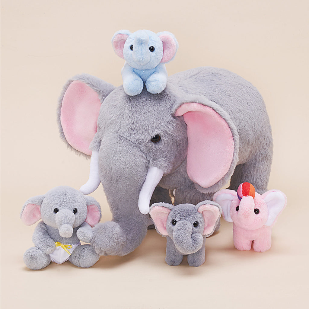 Elephant Family Plush Toy Set with 4 Pieces Baby Gift Set