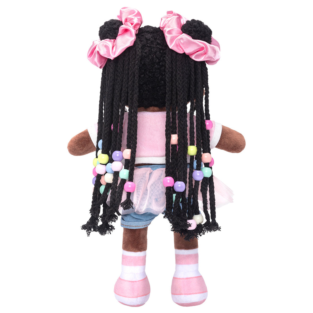 Hair Styling Plush Doll Kit – Dark Skin Tone with Colorful Beads