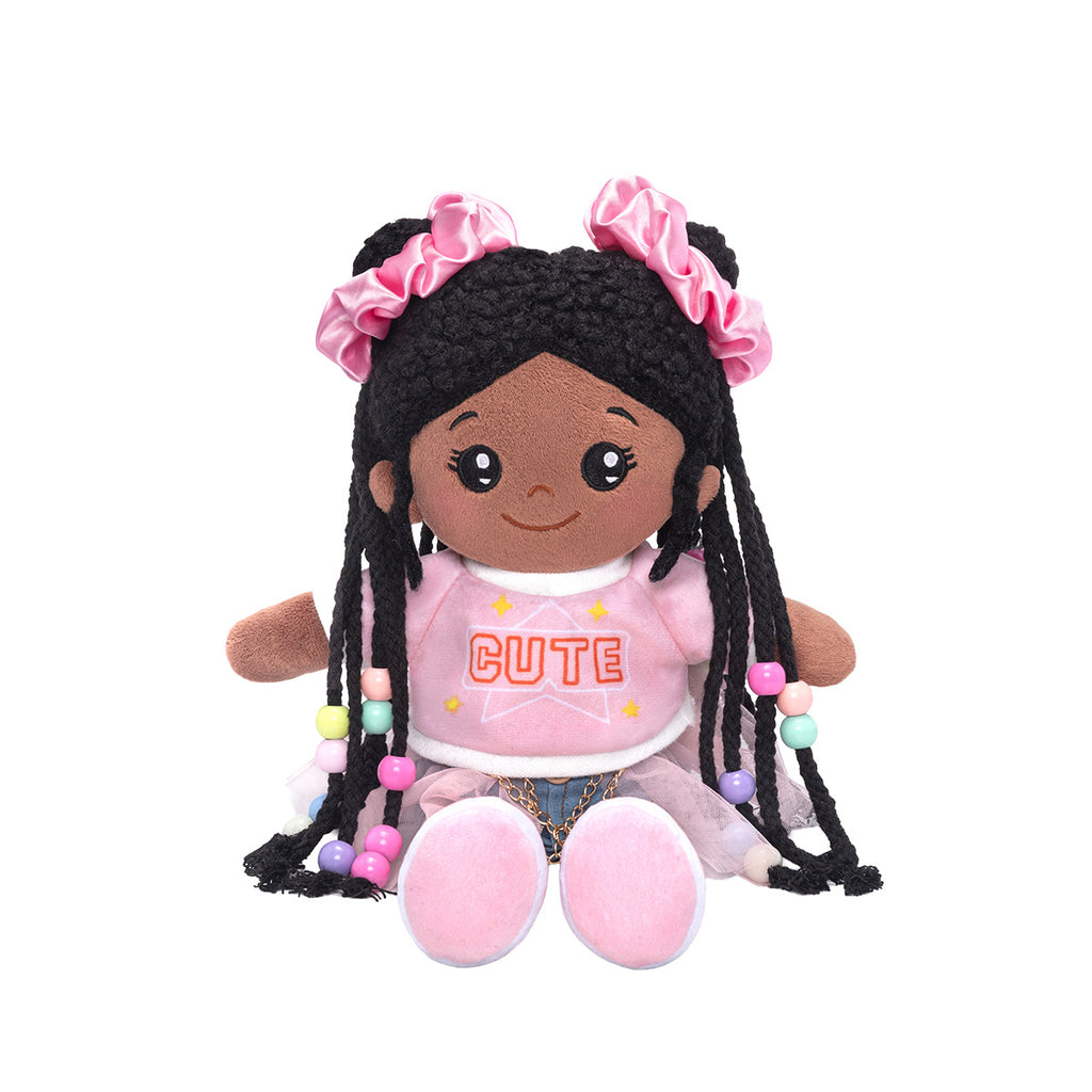 Hair Styling Plush Doll Kit – Dark Skin Tone with Colorful Beads