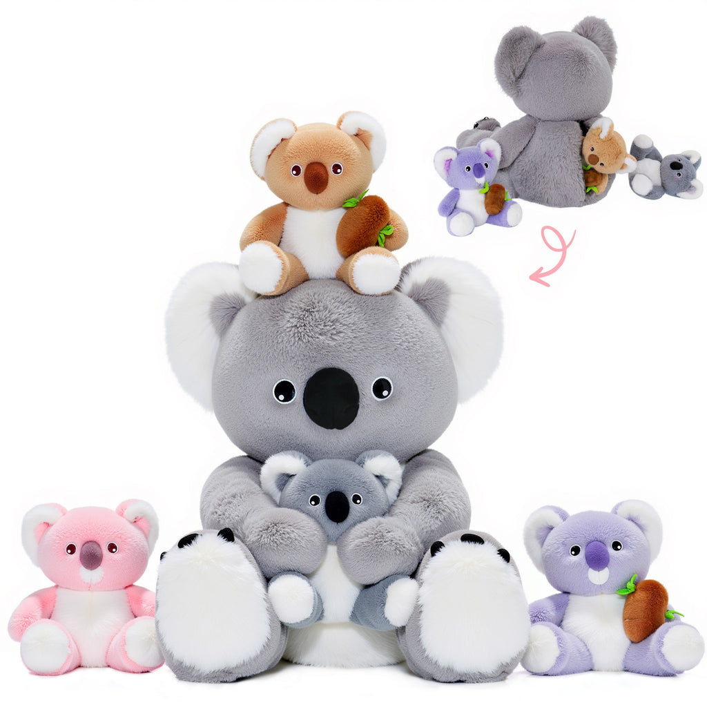 iFrodoll Koala Family with 4 Babies Plush Playset Animals Stuffed Gift Set for Toddler