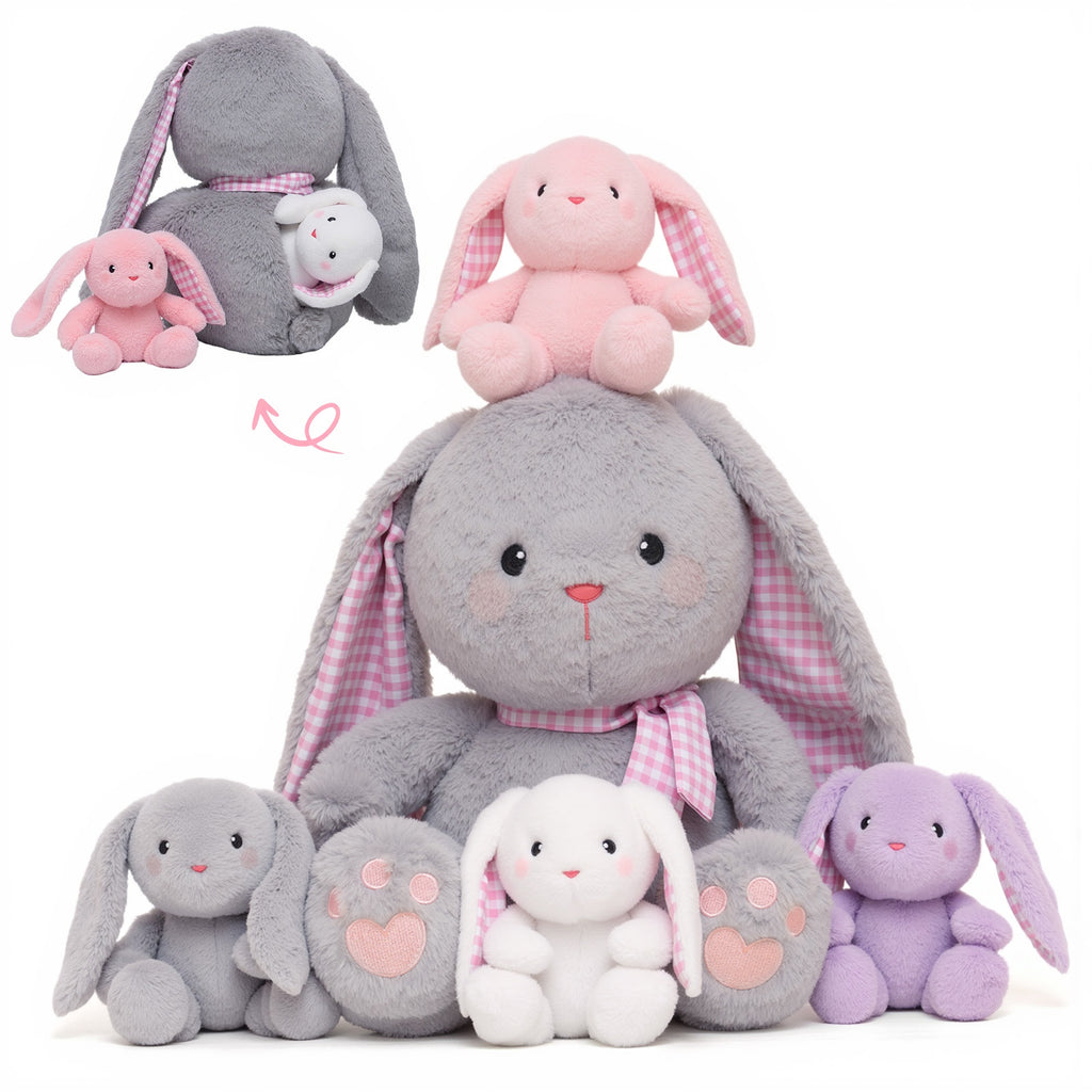 11" Rabbit Stuffed Animal with 4 Babies Bunny Inside