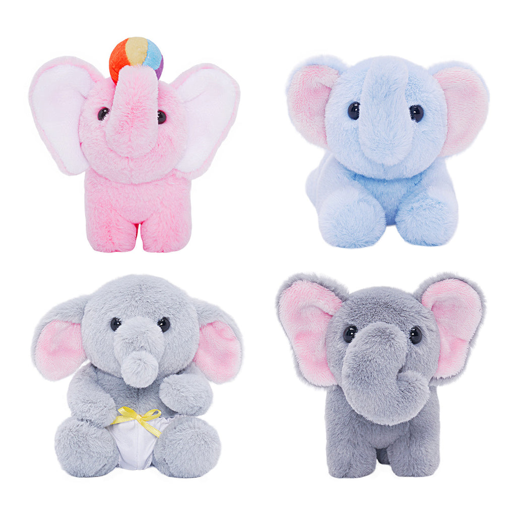 Elephant Family Plush Toy Set with 4 Pieces Baby Gift Set