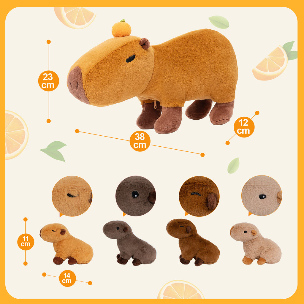 iFrodoll Capybara Family with 4 Babies Plush Playset Animals Stuffed Gift Set for Toddler