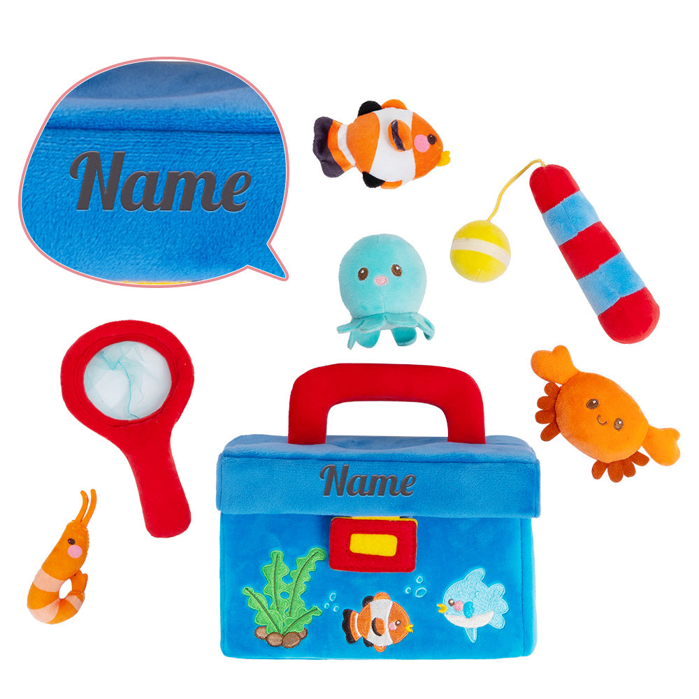 iFrodoll Personalized Baby's First Fishing Tackle Box Plush Playset Sound Toys Set