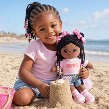 Load image into Gallery viewer, Hair Styling Plush Doll Kit – Dark Skin Tone with Colorful Beads