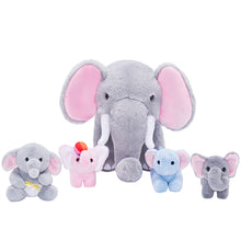 Load image into Gallery viewer, Elephant Family Plush Toy Set with 4 Pieces Baby Gift Set