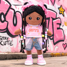 Load image into Gallery viewer, Hair Styling Plush Doll Kit – Dark Skin Tone with Colorful Beads