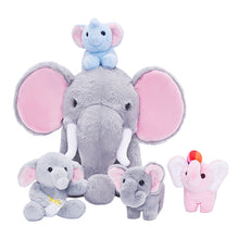 Load image into Gallery viewer, Elephant Family Plush Toy Set with 4 Pieces Baby Gift Set