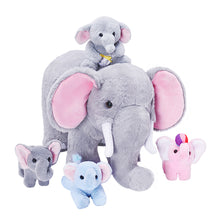 Load image into Gallery viewer, Elephant Family Plush Toy Set with 4 Pieces Baby Gift Set