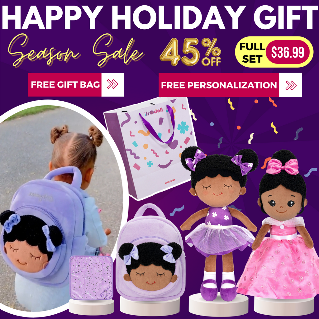 Summer Holiday Gift Set (Save 45%)- iFrodoll Personalized Plush Doll x 2, Backpack x1, Washcloth x1