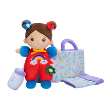 Load image into Gallery viewer, iFrodoll Personalized Brown Skin Tone Mini Plush Baby Girl Doll &amp; Gift Set