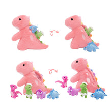 Load image into Gallery viewer, Pink T Rex Dinosaur Plush Toy with Babies, with Crossbody Strap