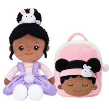 Load image into Gallery viewer, iFrodoll Personalized Deep Skin Tone Plush Doll &amp; Backpack Giftset (Buy 2 Get 15% Off Code VIPONLY)
