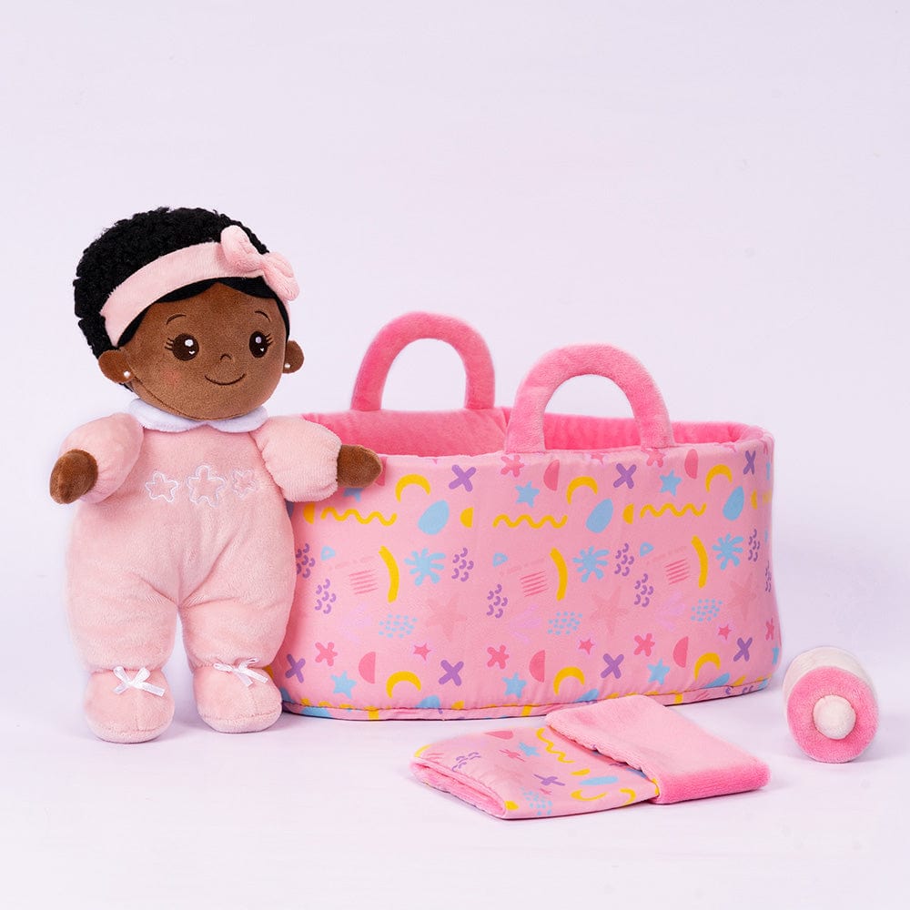 iFrodoll Personalized Pink Deep Skin Tone Mini Plush Doll