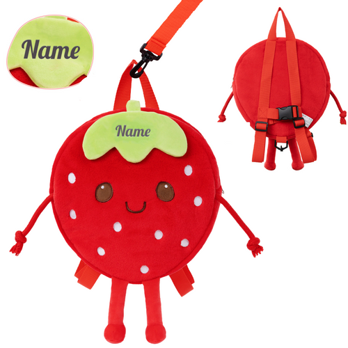 iFrodoll Personalized Strawberry Plush Backpack with Leash