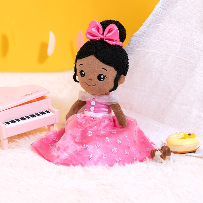 iFrodoll Personalized Deep Skin Tone Plush Pink Princess Nevaeh Doll & Backpack Gift Set