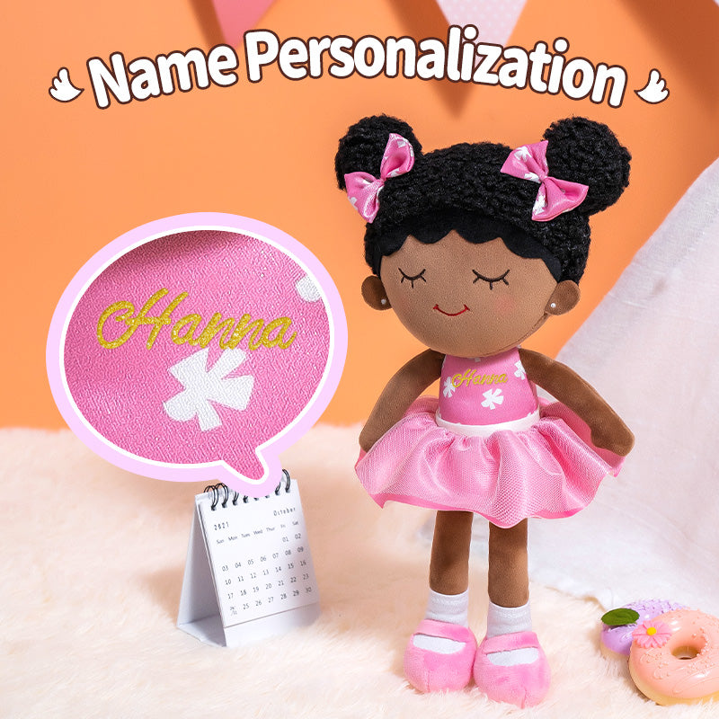 iFrodoll Personalized Deep Skin Tone Plush Pink Dora Doll & Backpack Gift Set