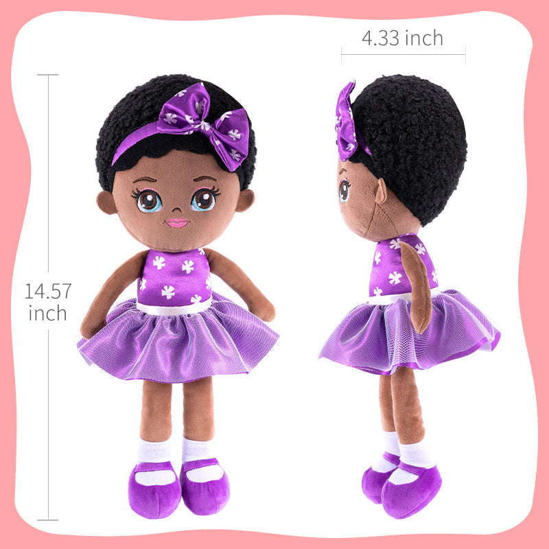 iFrodoll Personalized Deep Skin Tone Plush Dawn Doll & Pink Dora Backpack Gift Set
