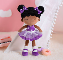 Load image into Gallery viewer, iFrodoll Personalized Deep Skin Tone Plush Purple Dora Doll &amp; Purple Backpack Gift Set