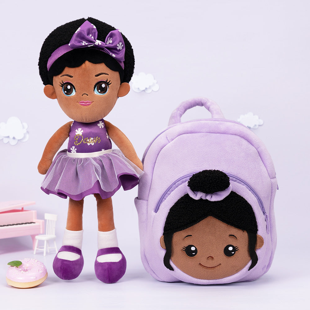 Personalized Plush Girl Doll and Backpack Gift for Kids