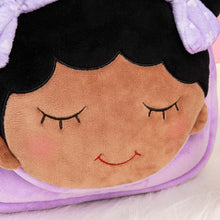 Load image into Gallery viewer, iFrodoll Personalized Deep Skin Tone Plush Purple Dora Doll &amp; Purple Backpack Gift Set