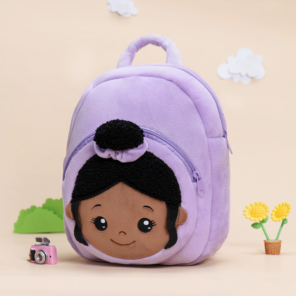 iFrodoll Personalized Deep Skin Tone Plush Nevaeh Backpack for Kids Purple