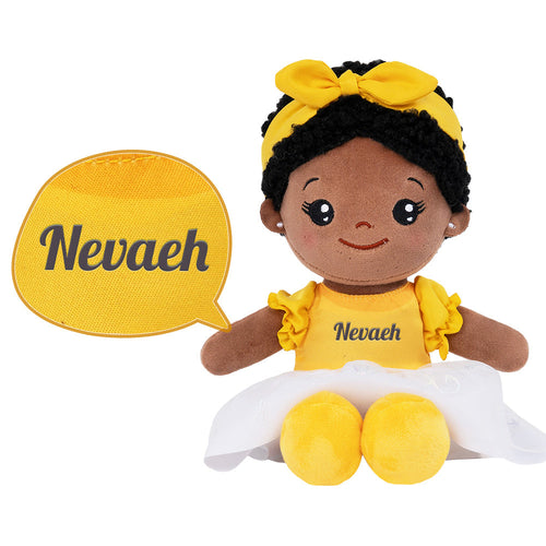 iFrodoll Personalized Deep Skin Tone Yellow Plush Baby Girl Doll
