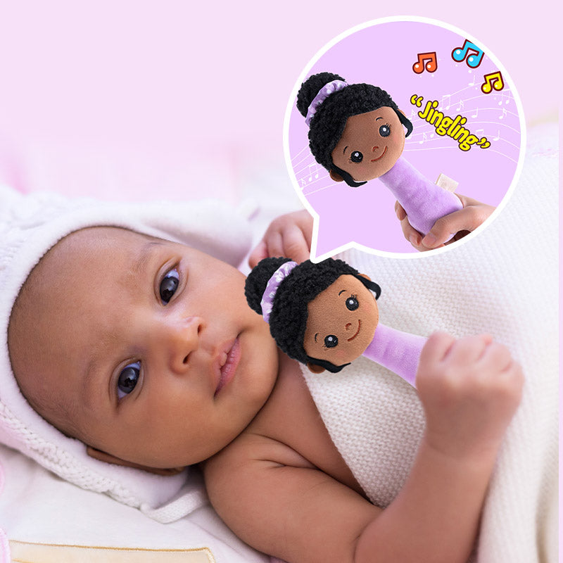 iFrodoll Deep Skin Plush Nevaeh Chewable Rattle 2-Piece & Doll & Blanket(40") Gift Set