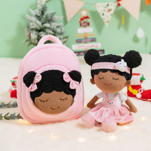 Load image into Gallery viewer, iFrodoll Personalized Deep Skin Tone Plush Doll with Rabbit Outfit