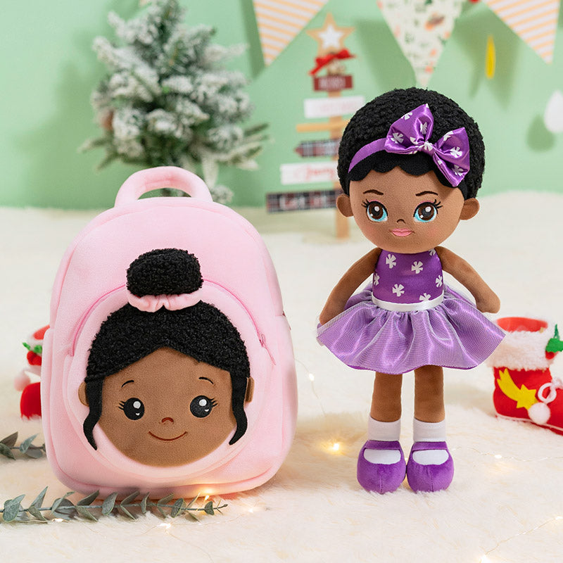 iFrodoll Personalized Deep Skin Tone Plush Doll & Backpack Gift Set 05