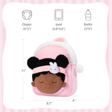 Load image into Gallery viewer, iFrodoll Personalized Deep Skin Tone Plush Pink Bunny Backpack