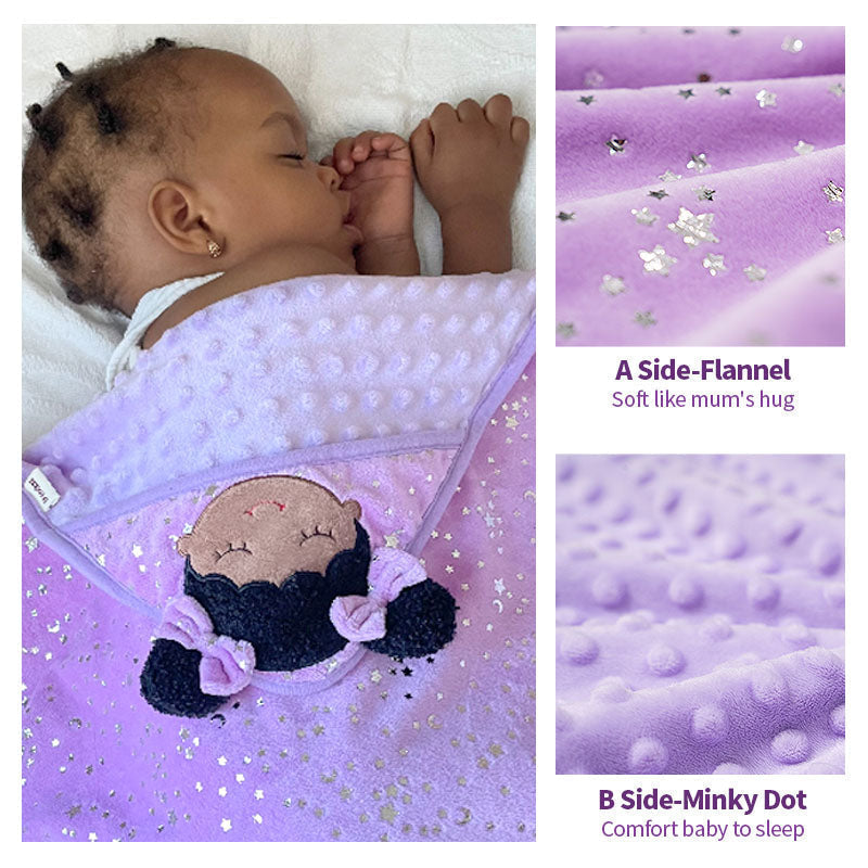 iFrodoll Personalized Ultra-soft and Skin-friendly Baby Blanket(40")&Purple Backpack Gift Set