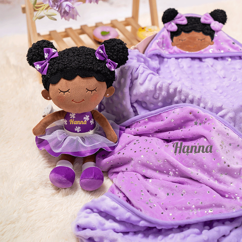 iFrodoll Personalized Ultra-soft and Skin-friendly Baby Blanket(47")&Doll&Backpack Gift Set