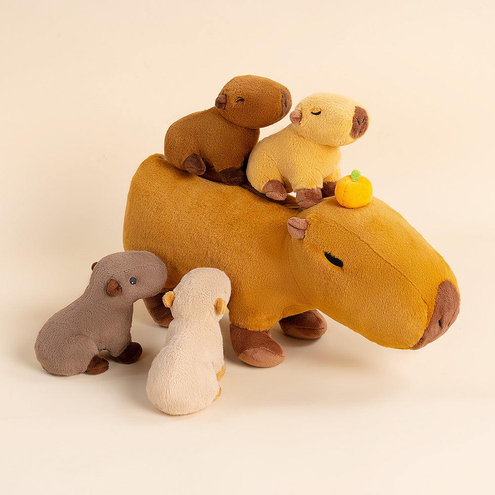 iFrodoll Capybara Family with 4 Babies Plush Playset Animals Stuffed Gift Set for Toddler