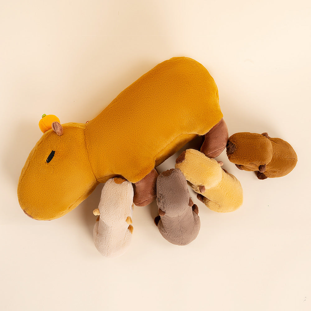 iFrodoll Capybara Family with 4 Babies Plush Playset Animals Stuffed Gift Set for Toddler