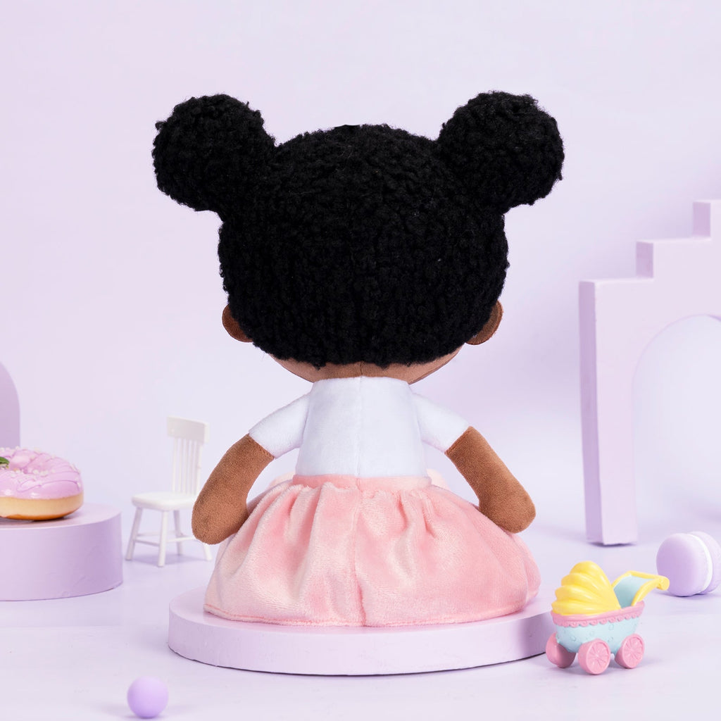 iFrodoll Personalized Deep Skin Tone Plush Doll with Rabbit Outfit