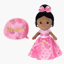 Load image into Gallery viewer, iFrodoll Personalized Deep Skin Tone Plush Princess Doll Pink