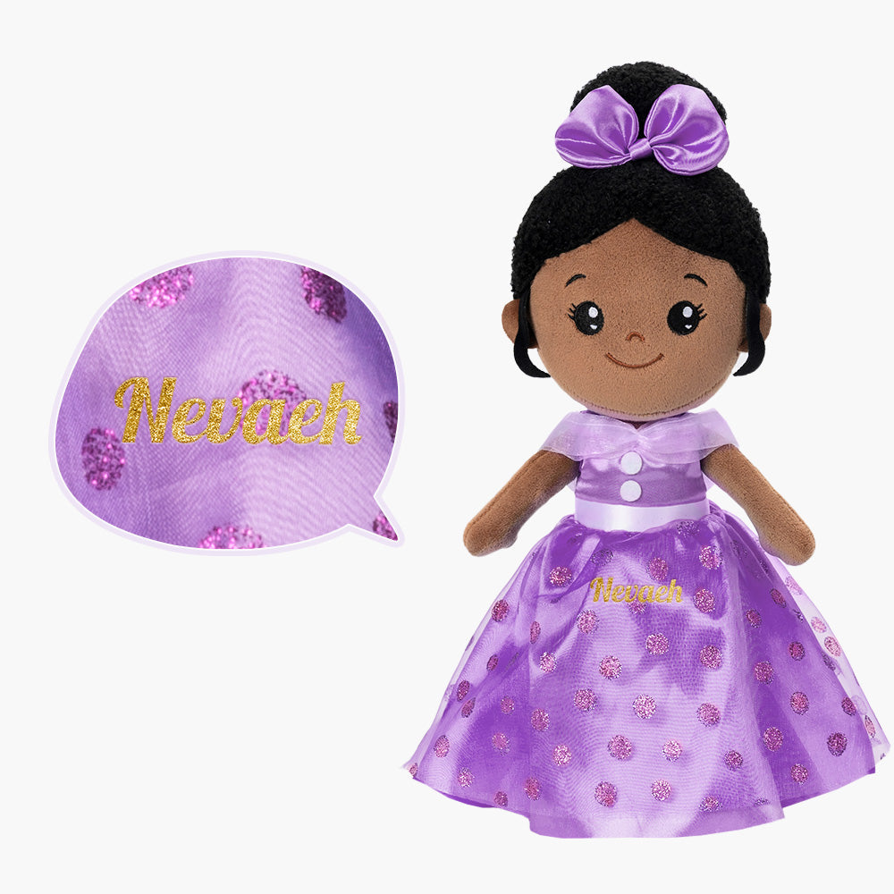 iFrodoll Personalized Deep Skin Tone Plush Princess Doll Purple