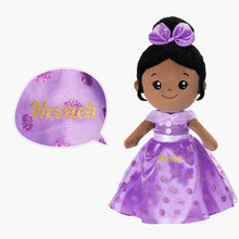 Load image into Gallery viewer, iFrodoll Personalized Deep Skin Tone Plush Princess Doll Purple