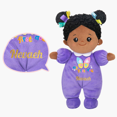 iFrodoll Personalized Purple Deep Skin Tone Mini Plush Baby Doll