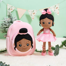 Load image into Gallery viewer, iFrodoll Personalized Deep Skin Tone Plush Nevaeh Backpack for Kids Pink