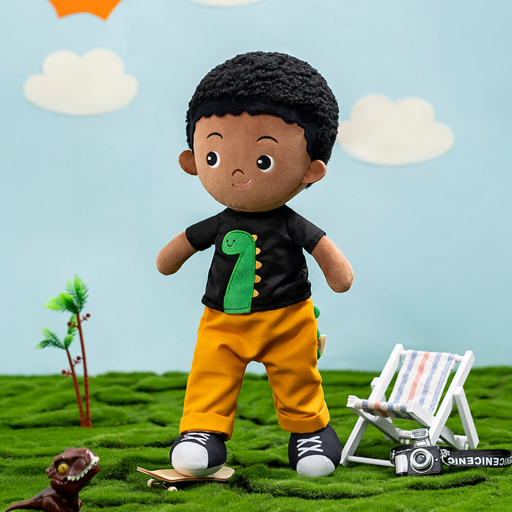 iFrodoll Personalized Deep Skin Tone Plush Cool Boy Doll