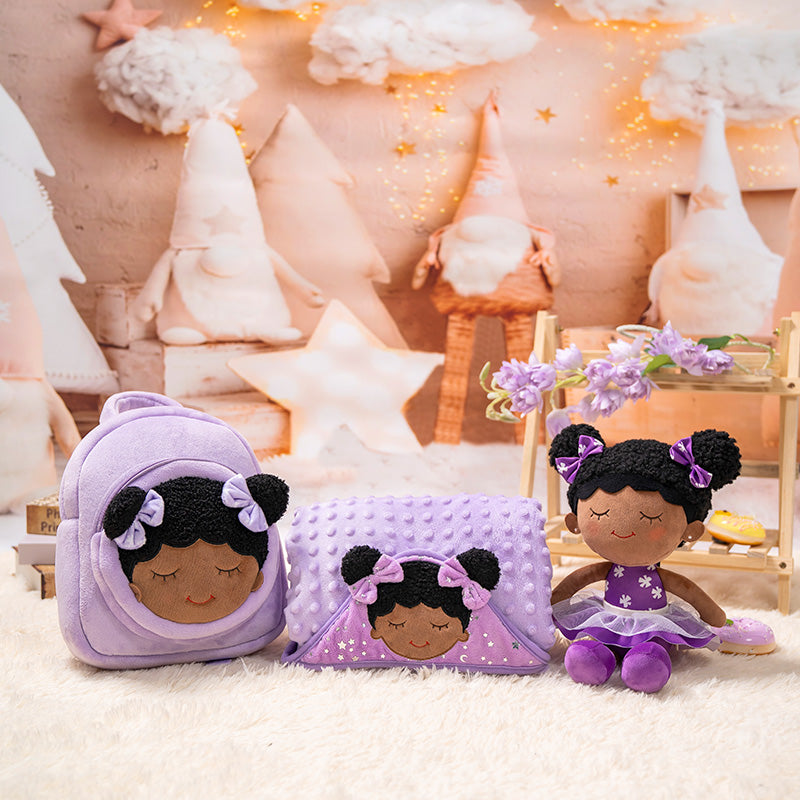 iFrodoll Personalized Ultra-soft and Skin-friendly Baby Blanket(40")&Doll& Backpack Gift Set
